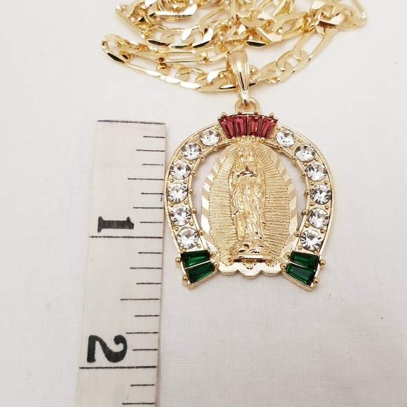 On sale! Shoe Horse Religious Men's Necklace. 14K Gold Plated. New - Picture 3 of 6